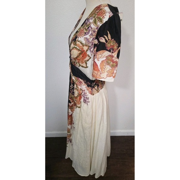 Anthropologie The Catalina Button-Front Dress Size M Black Floral Maxi Dress - Picture 4 of 12